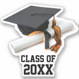 Sticker Bac de graduation noir et orange et classe de basc