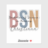 Sticker Baccalauréat en sciences BSN personnalisé en soins (Feuille)