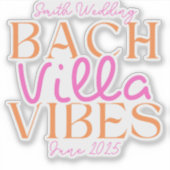 Sticker Bach Villa Vibes - Pink and Orange Tropical (Devant)