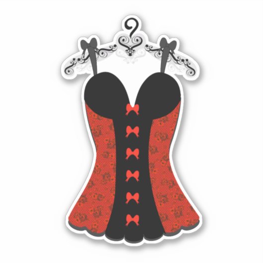 Sticker Bachelorette Lingerie rouge et noire (Devant)
