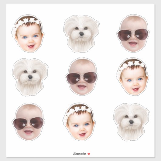 Sticker Bachlerotte mariage à visage personnalisé 30e (Feuille)