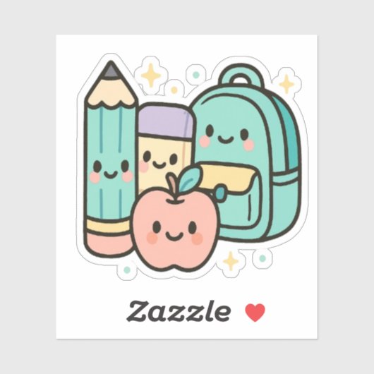 Sticker Back-to-School Cartoon Design (Feuille)