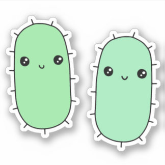 Sticker Bactérie d'E. coli mignonne - caricatures de micro