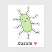 Sticker Bactérie d'E. coli mignonne - microbe kawaii (Feuille)