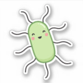 Sticker Bactérie d'E. coli mignonne - microbe kawaii (Devant)