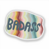 Sticker BADASS Coloré Fun Main Lettrant bandes (Devant)