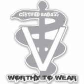 Sticker Badass Vétérinaire Certifié - À Porter (Devant)
