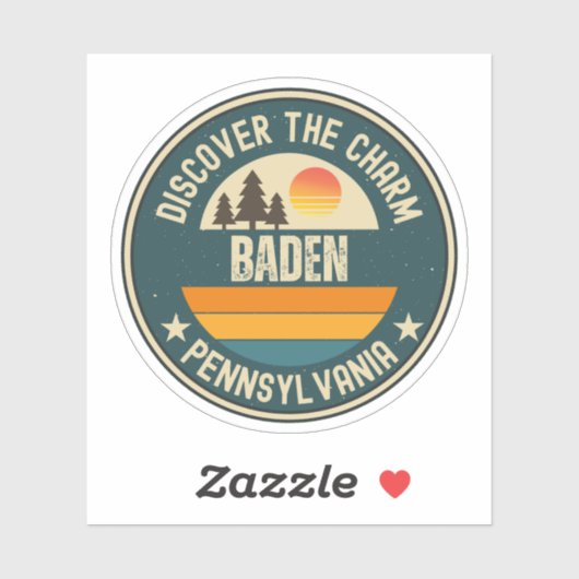 Sticker Baden, Pennsylvanie (Feuille)