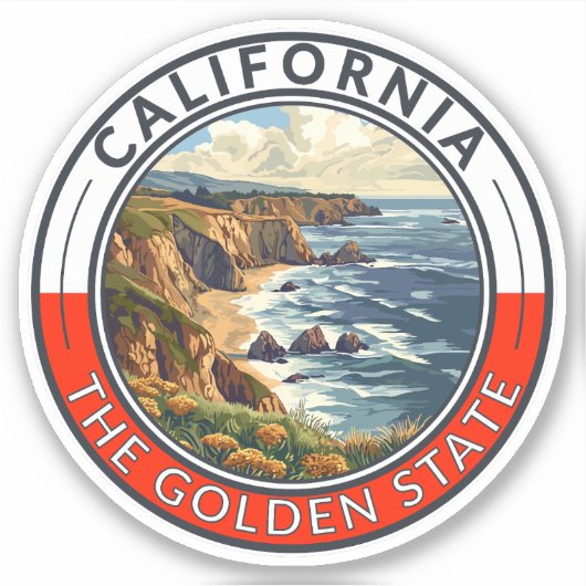 Sticker Badge California Travel Art (Devant)