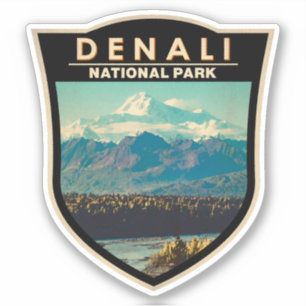 Sticker Badge d'aquarelle du parc national de Denali