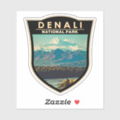 Sticker Badge d'aquarelle du parc national de Denali (Feuille)