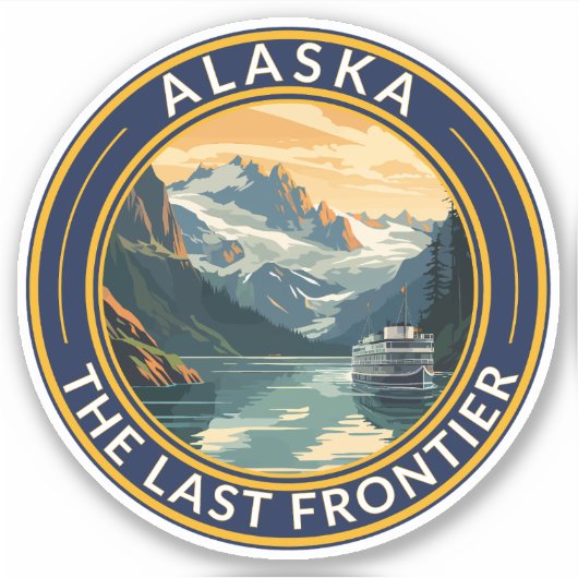 Sticker Badge d'art de voyage de l'Alaska (Devant)