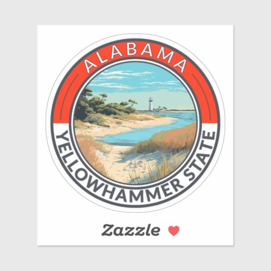 Sticker Badge d'art de voyage en Alabama (Feuille)