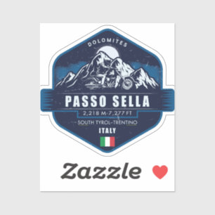 Sticker Badge d'aventure moto Passo Sella Dolomites
