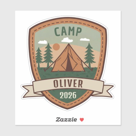 Sticker Badge de camping vintage personnalisé (Feuille)
