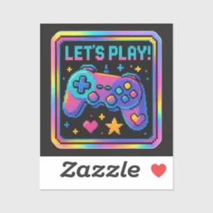 Sticker Badge de joueur d'art pixelisé LEVEL UP