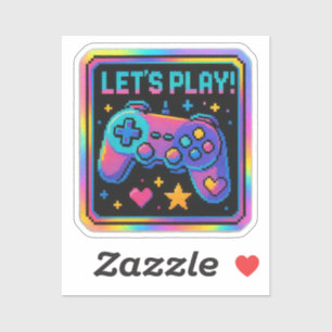 Sticker Badge de joueur d'art pixelisé LEVEL UP