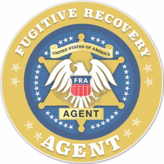 STICKER BADGE DE L'AGENT DE RÉCUPÉRATION FUGITIVE (Devant)