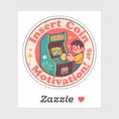 Sticker Badge de pièce d'arcade Pixel Art – Inspiration de (Feuille)