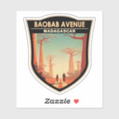 Sticker Badge de voyage de l'avenue Baobab Madagascar (Feuille)