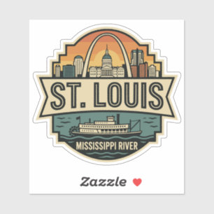 Sticker Badge de voyage vintage sur la skyline de St. Loui