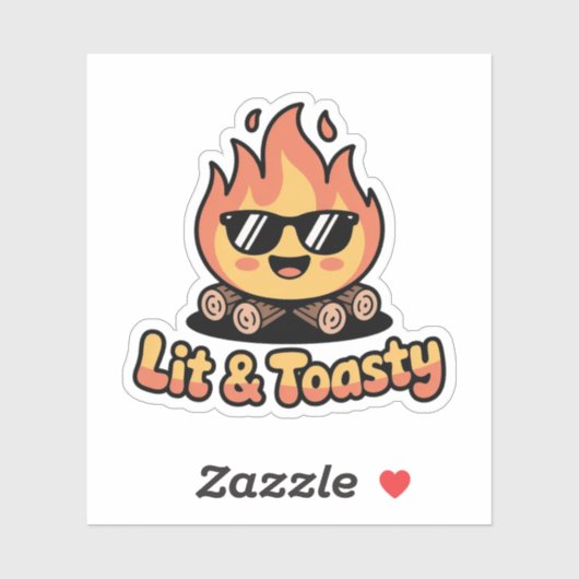 Sticker Badge Feu de Camp Mignon Kawaii (Feuille)