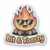 Sticker Badge Feu de Camp Mignon Kawaii (Devant)