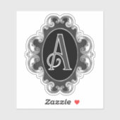 Sticker Badge gothique noir et blanc (Feuille)