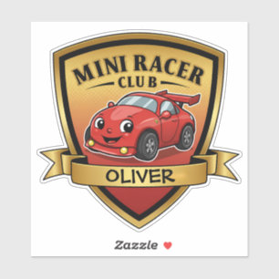 Sticker Badge Mini Racer Club – Jolie voiture de course ro