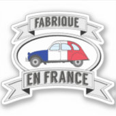 Sticker Badge Oldtimer 2cv fabrique en France (Devant)