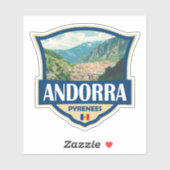 Sticker Badge rétro illustrant Andorre (Feuille)