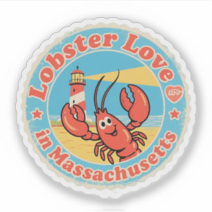 Sticker Badge Retro Massachusetts_ Homard avec roue de nav