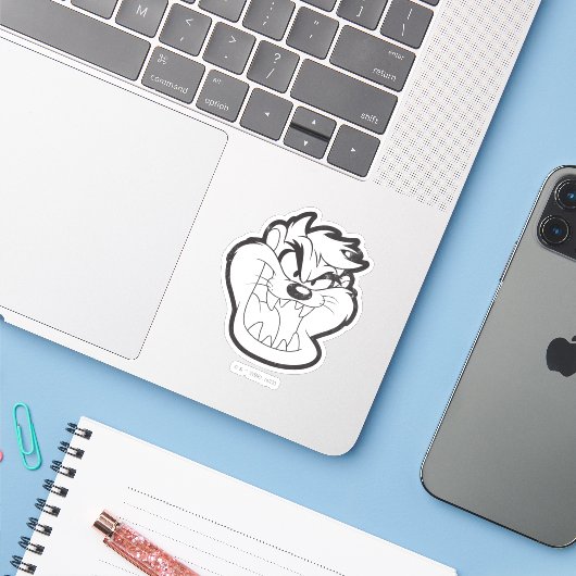 Sticker Badge TAZ™ Evil Grin (Ordinateur portable avec iPhone)