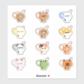 Sticker Badminton animal mou (Feuille)