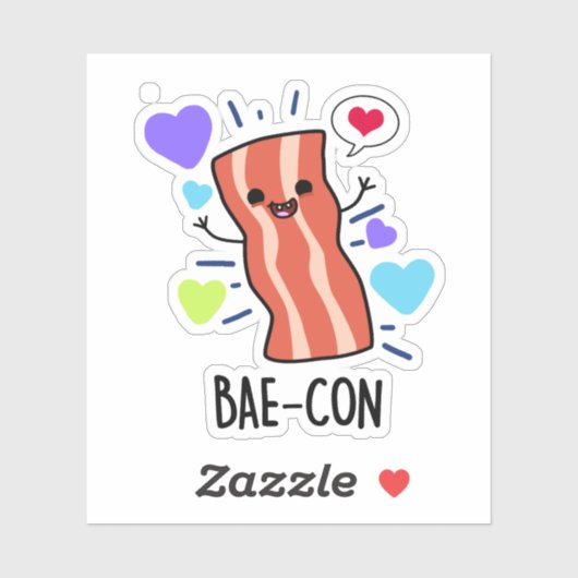 Sticker Bae-con Funny Bacon Pun (Feuille)