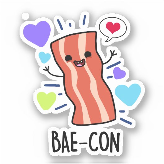 Sticker Bae-con Funny Bacon Pun (Devant)