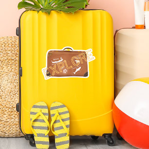 Sticker Bagages de voyage rétro Valise vintage Explorez le