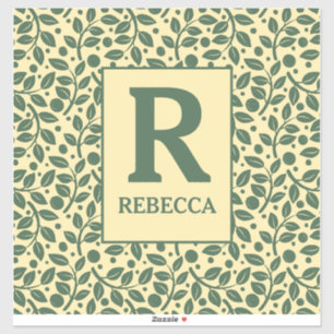 Sticker Bagages Motif crème et feuille verte