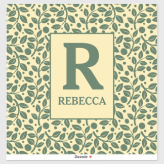 Sticker Bagages Motif crème et feuille verte