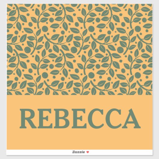 Sticker Bagages Motif orange et feuille verte (Feuille)