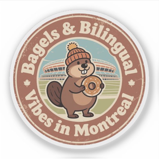 Sticker Bagels de Montréal et Vibes Bilingues (Devant)