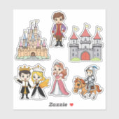 Sticker Baguette caricature Fairytale Princesse et chevali (Feuille)