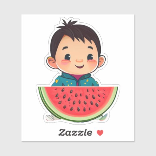 Sticker Baguette d'autocollant mignon à la pastèque (Feuille)