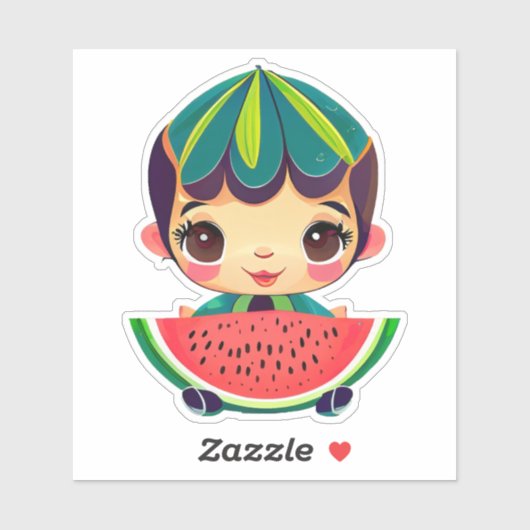Sticker Baguette d'autocollant mignon à la pastèque (Feuille)