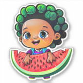 Sticker Baguette d'autocollant mignon à la pastèque (Devant)