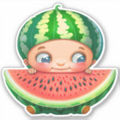 Sticker Baguette d'autocollant mignon à la pastèque (Devant)