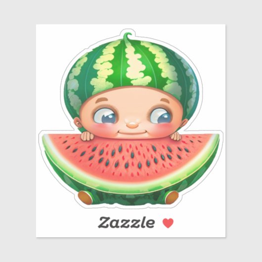 Sticker Baguette d'autocollant mignon à la pastèque (Feuille)