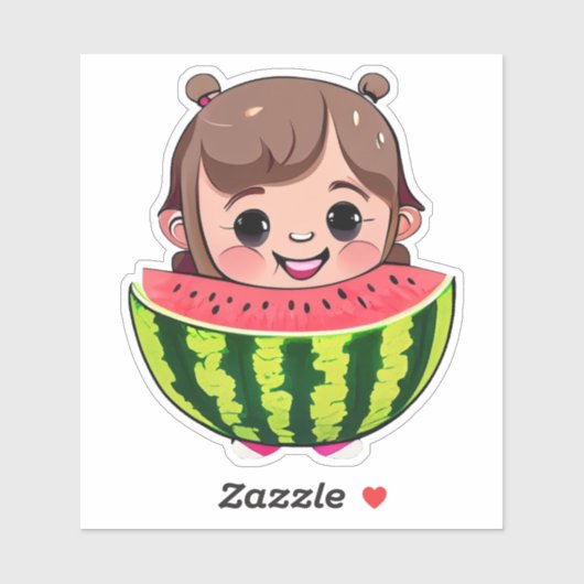 Sticker Baguette d'autocollant mignon à la pastèque (Feuille)