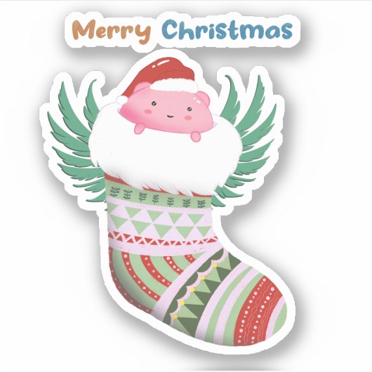 Sticker Baguette de chaussette de Noël mignonne (Devant)