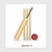 Sticker Baguette de cricket, de wicket et de balle (Feuille)